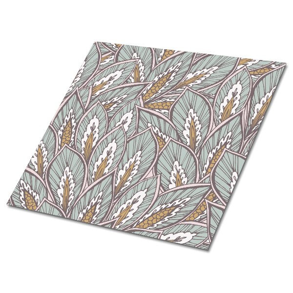 Samolepící podlahové čtverce Listy a obilné klasy