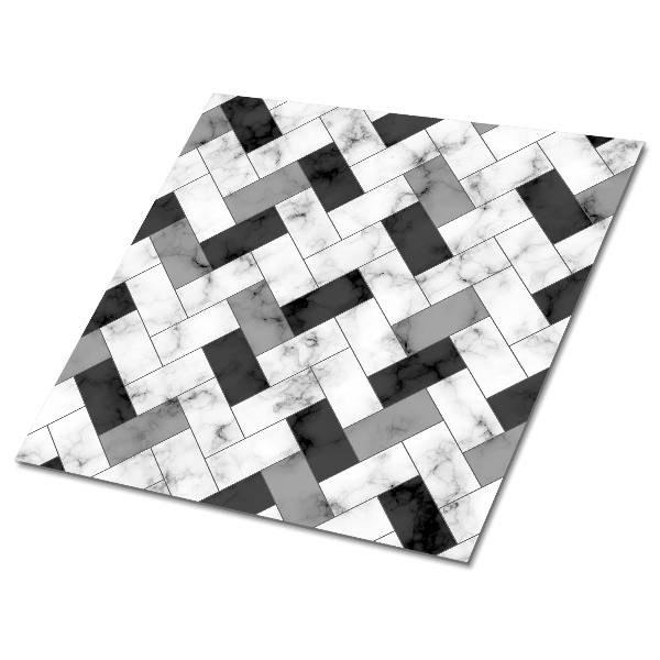 Samolepící podlahové čtverce Mramor ve tvaru rybí kosti