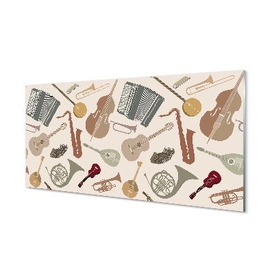 Moderní skleněný obraz Housle trubka ukulele vzor