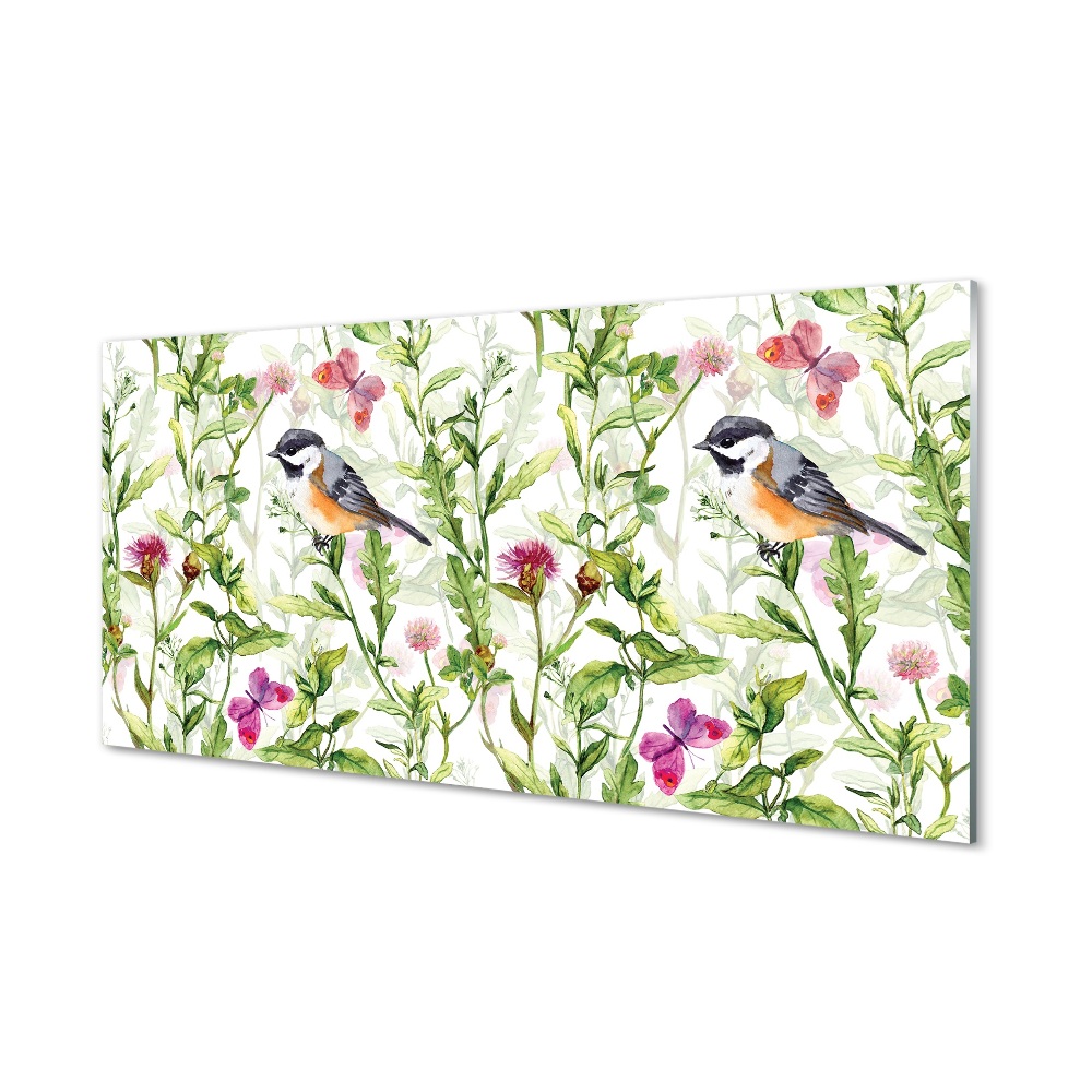 Skleněný obraz Malovaný pták v trávě