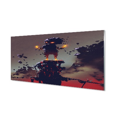 Obraz ze skla Postava kouř oheň kameny