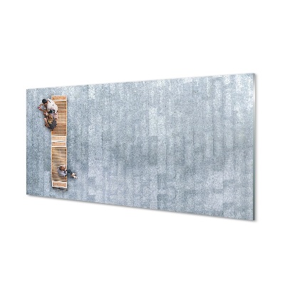 Obraz na skle Lidé na lavičce shora