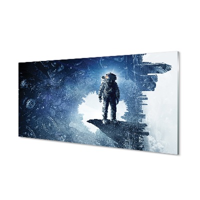 Skleněný obraz na stěnu Astronaut vesmír město
