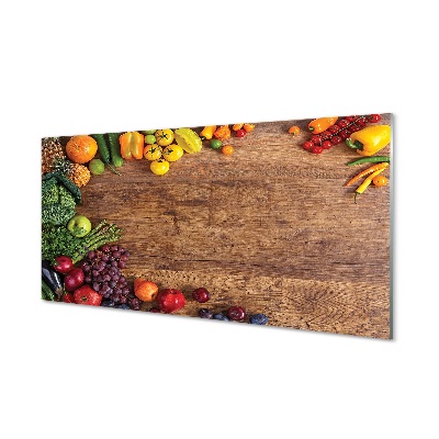 Skleněný obraz na stěnu Prkénko a barevná zelenina
