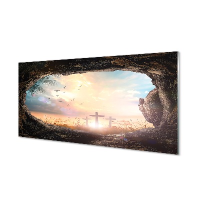 Moderní skleněný obraz Pohled na kříže Jeskyně