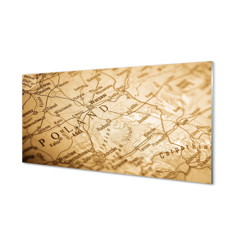 Obraz na skle Mapa Polska vintage