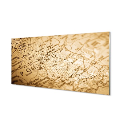 Obraz na skle Mapa Polska vintage