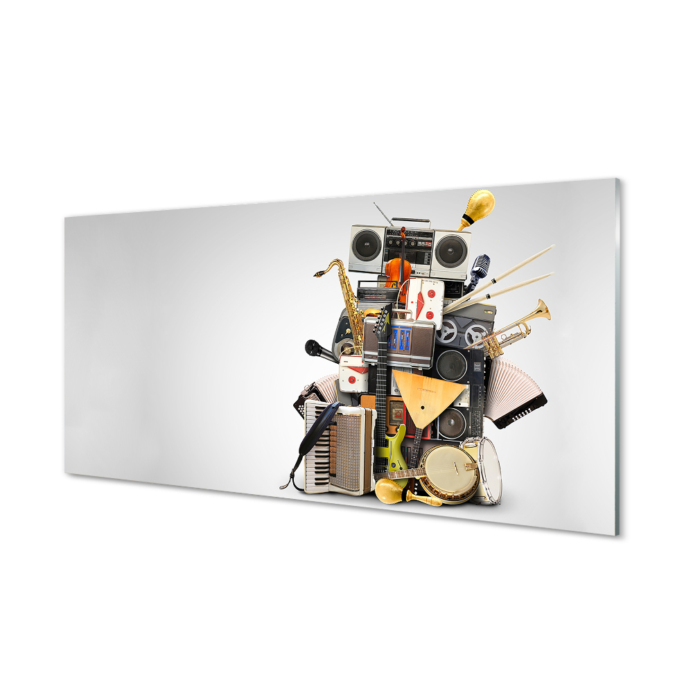 Luxusní skleněný obraz Hudební nástroje a reproduktory