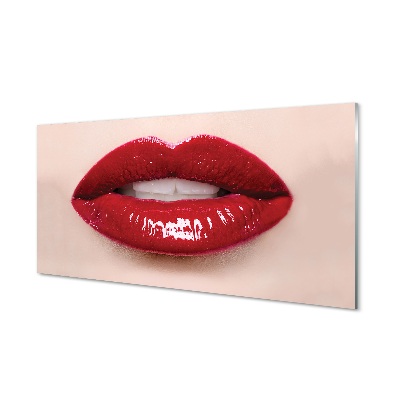 Skleněný obraz na zeď Červené rty bílé zuby