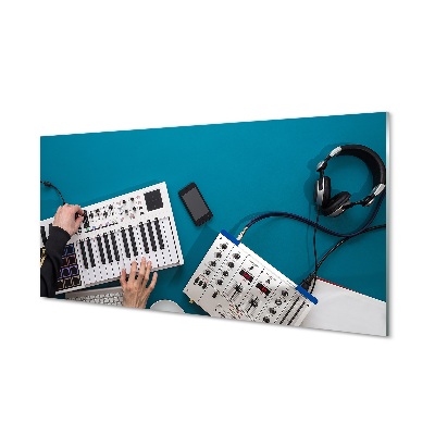 Luxusní skleněný obraz Sluchátka s DJ pultem