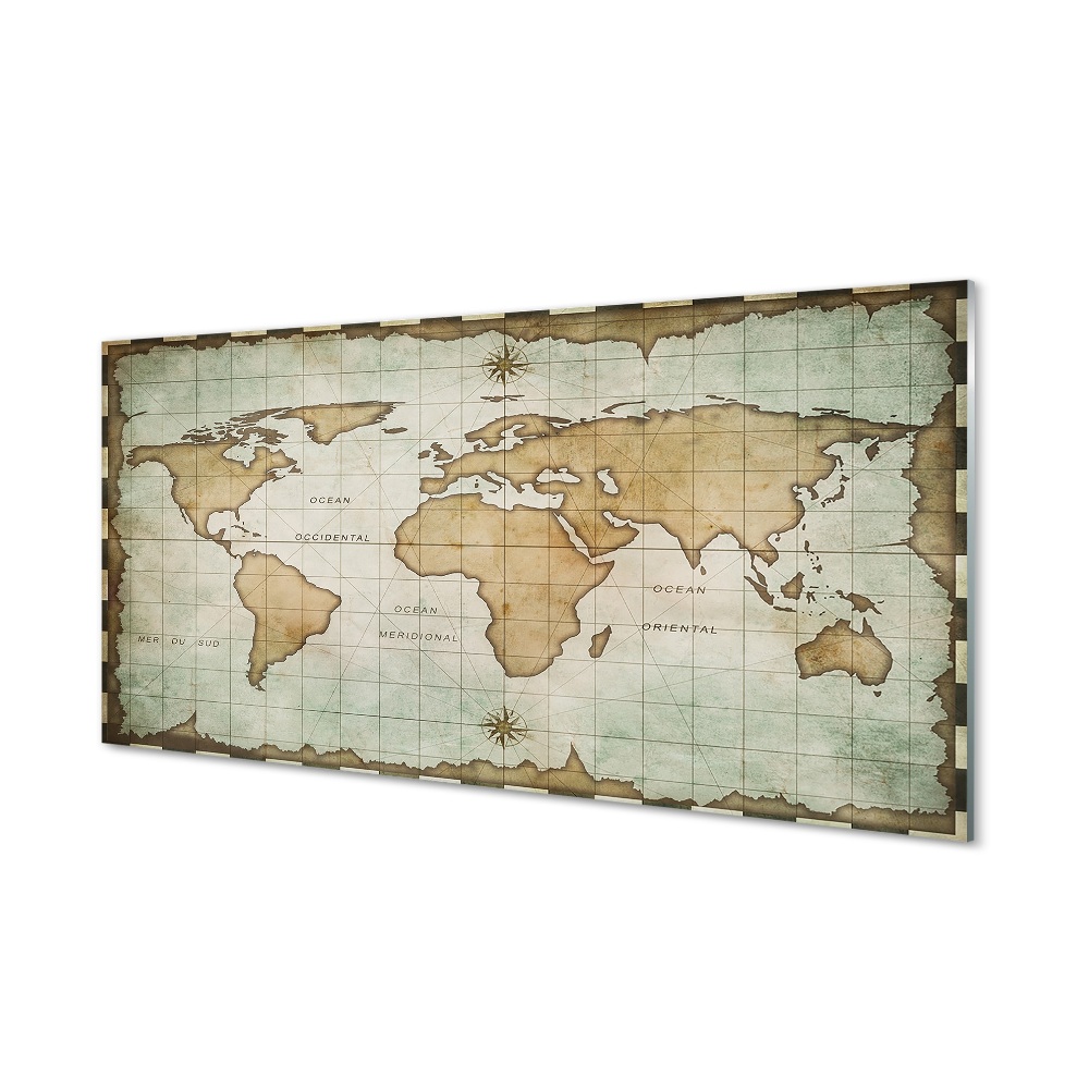 Obraz na skle Mapa světa tmavé pobřeží