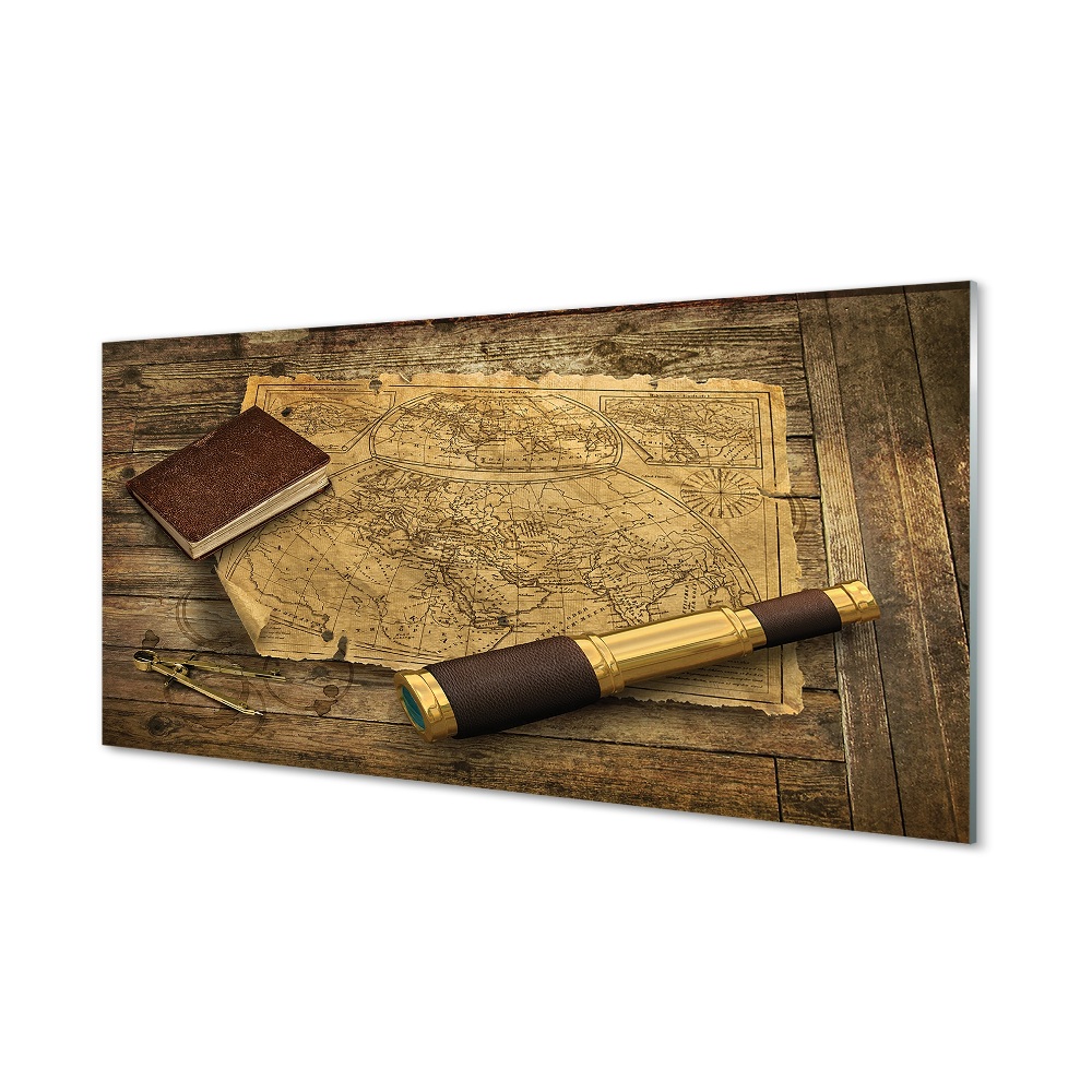 Skleněný obraz na zeď Stará mapa dalekohled