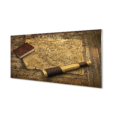 Skleněný obraz na zeď Stará mapa dalekohled