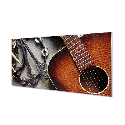 Obraz na skle Kytarový mikrofon tamburína