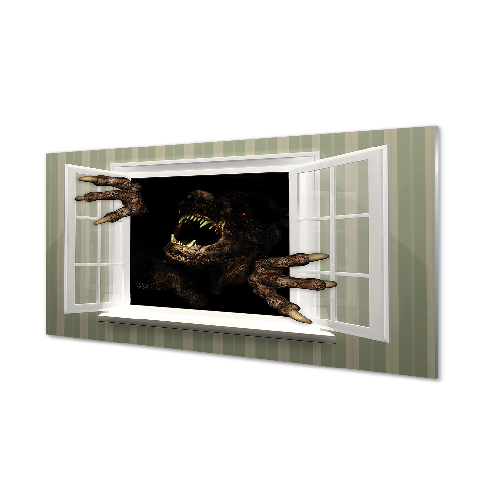 Obraz na skle Děsivá postava vyhlížející z okna