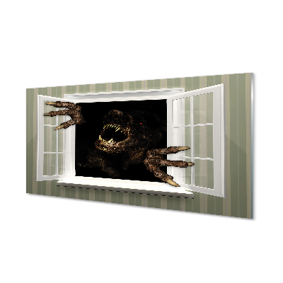 Obraz na skle Děsivá postava vyhlížející z okna