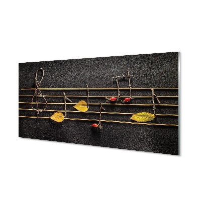 Moderní skleněný obraz Stavebnice a noty s větvičkami a listy