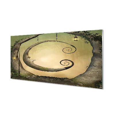 Skleněný obraz na stěnu Abstraktní lesní měsíční světlo