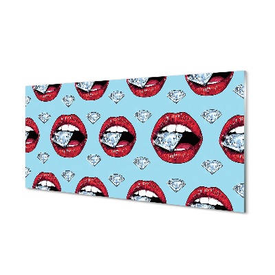 Skleněný obraz na zeď Diamanty ve vzoru úst