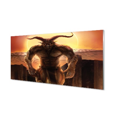 Luxusní skleněný obraz Ďábelský minotaurus při západu slunce