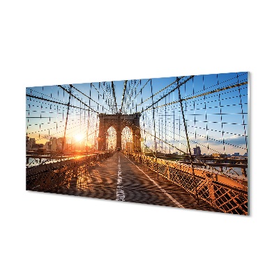 Skleněný obraz na zeď Most mrakodrapů východ slunce
