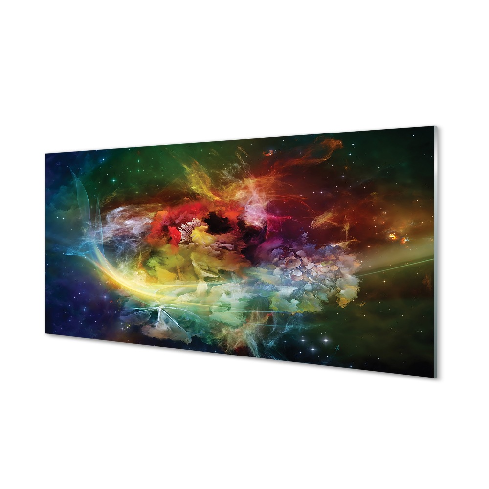 Skleněný obraz na stěnu Abstraktní duhová mlhovina