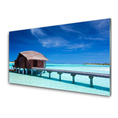 Luxusní skleněný obraz Pobřeží oceánu Dům