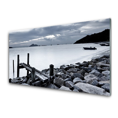 Skleněný obraz na zeď Pláž Kameny Voda