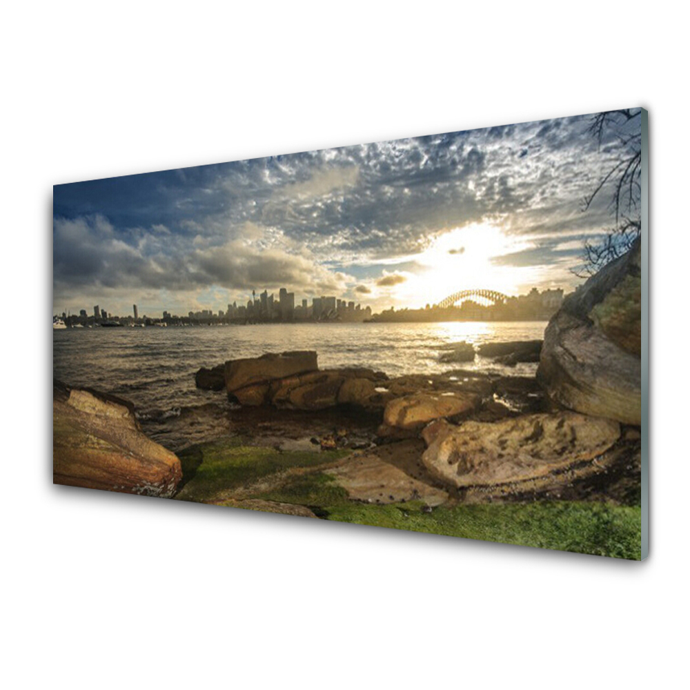 Skleněný obraz na stěnu Krajina mořského města