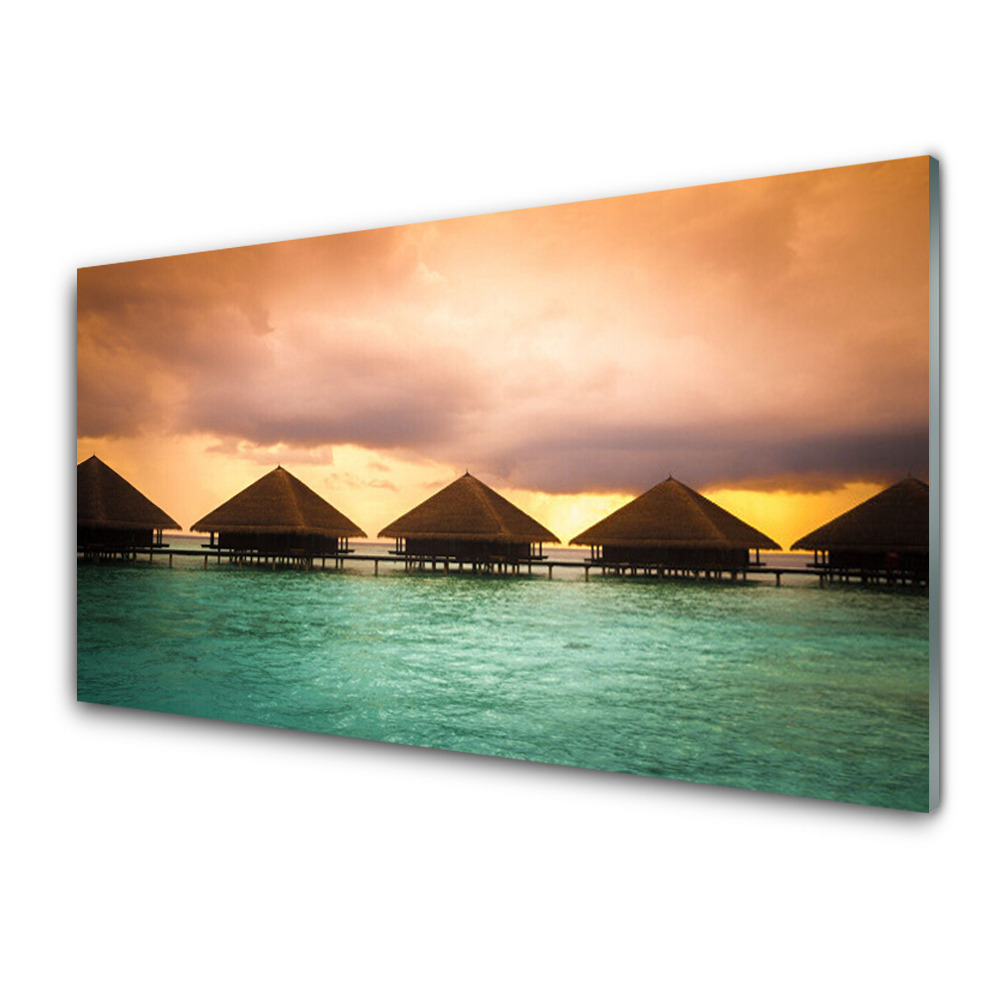 Skleněný obraz na stěnu Rekreační chaty u oceánu