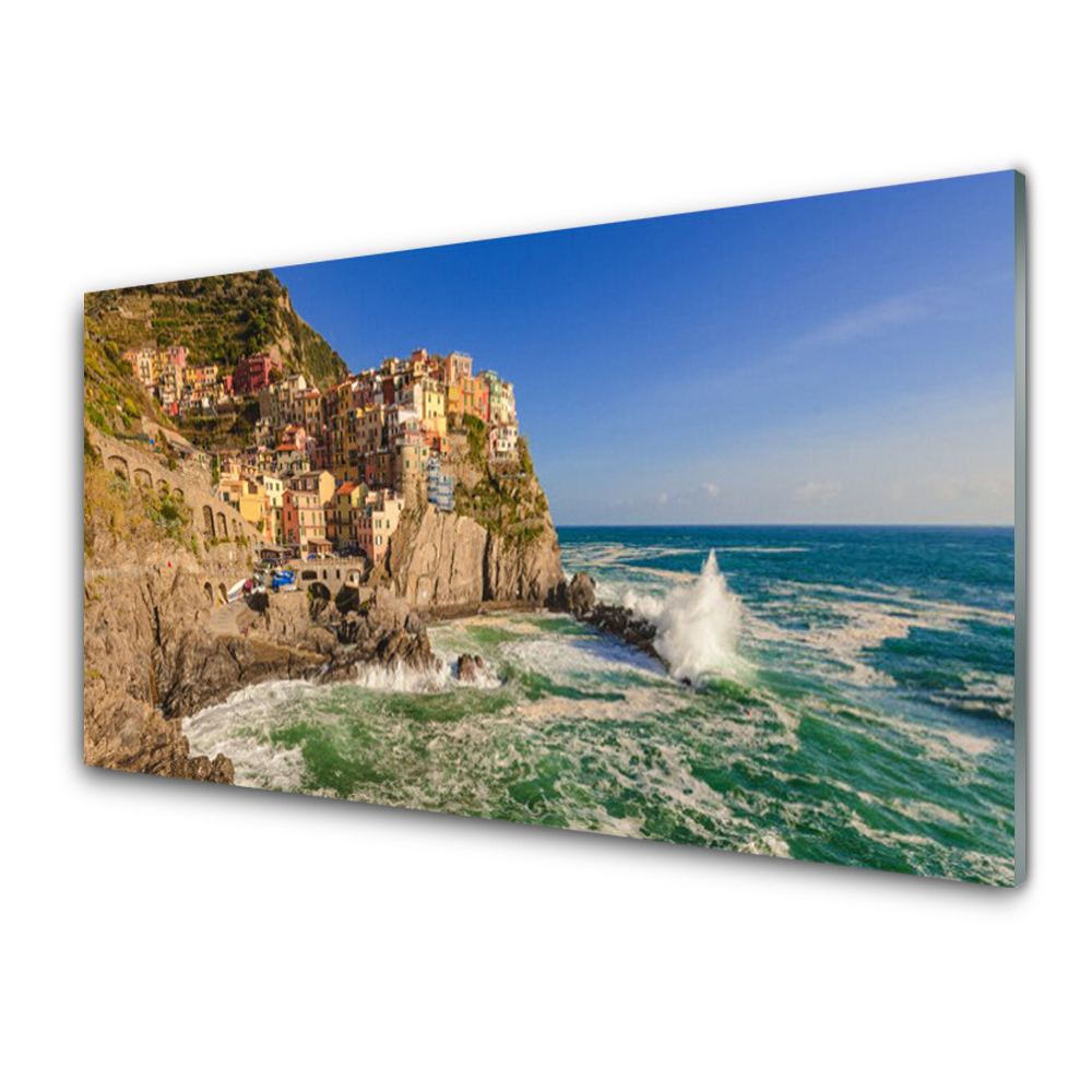 Moderní skleněný obraz Město u vody Krajina