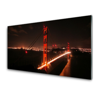 Skleněný obraz na zeď Most v noci Architektura