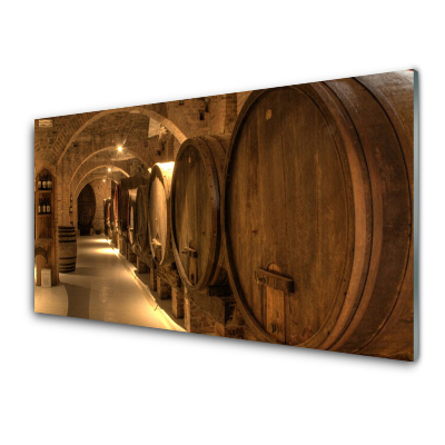 Skleněný obraz na zeď Sudy s vínem