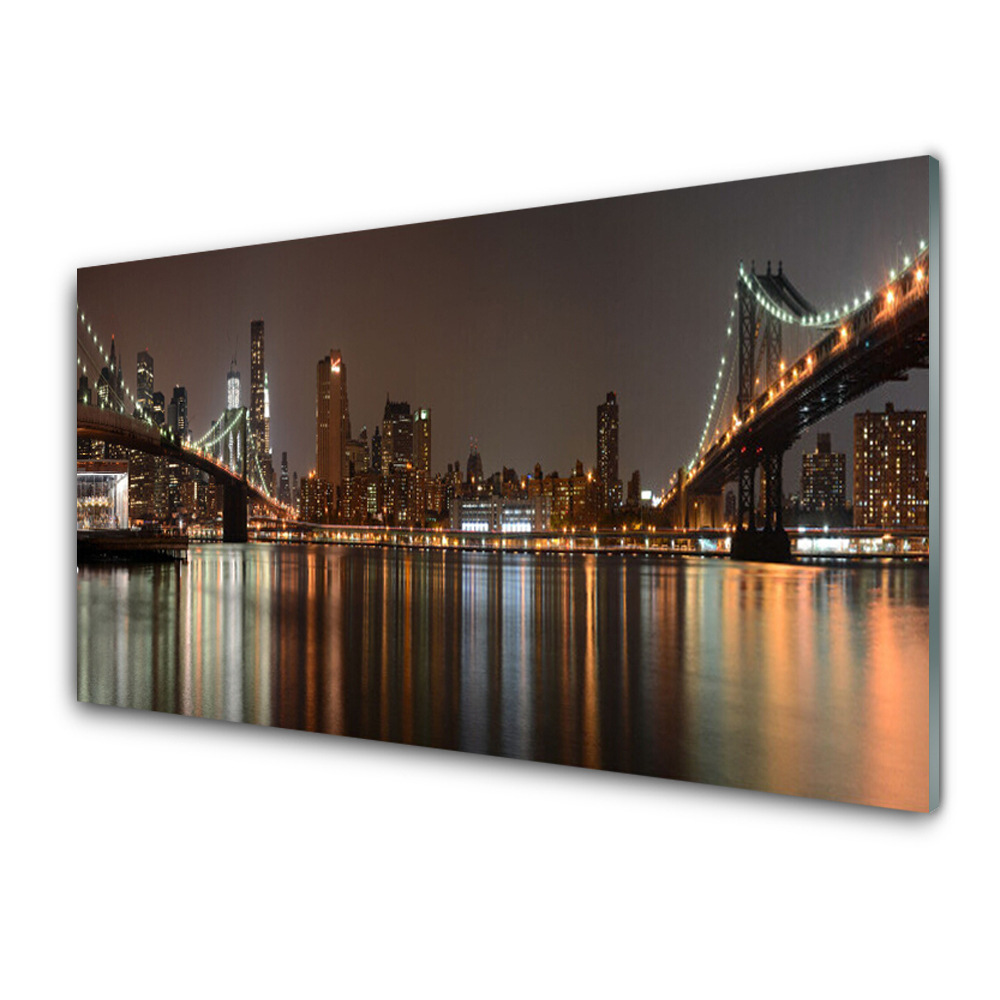 Skleněný obraz na zeď Dva mosty Panorama města
