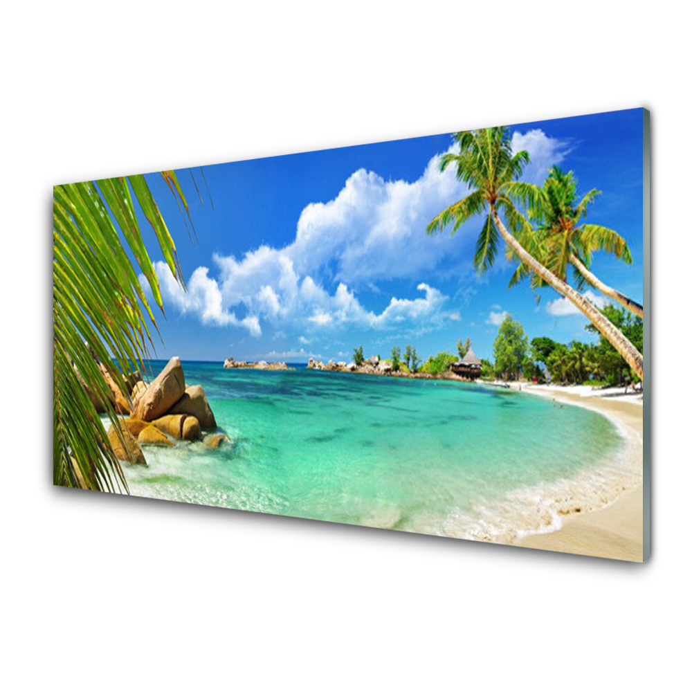 Skleněný obraz na stěnu Pohled na rajskou pláž