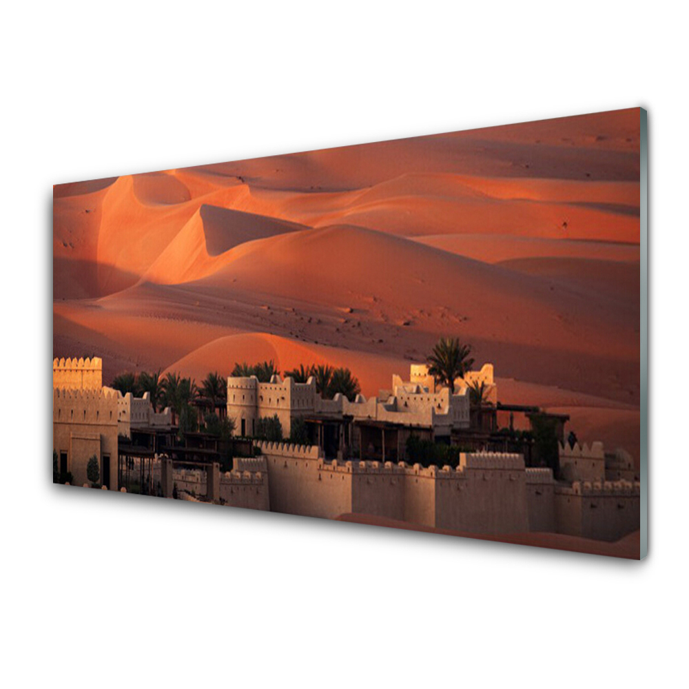 Moderní skleněný obraz Město na pozadí pouště