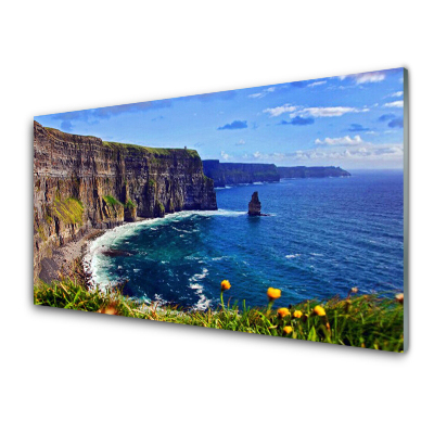 Moderní skleněný obraz Moře a skály