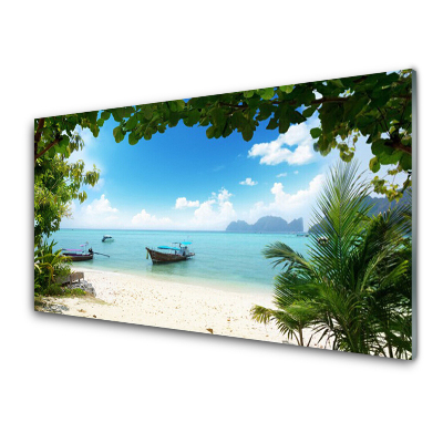 Skleněný obraz na stěnu Pohled na moře a lodě