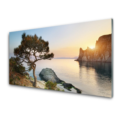 Luxusní skleněný obraz Strom na okraji hory