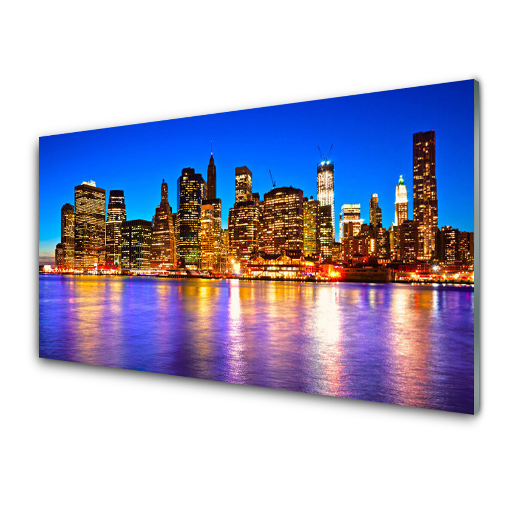 Moderní skleněný obraz Osvětlené město v noci