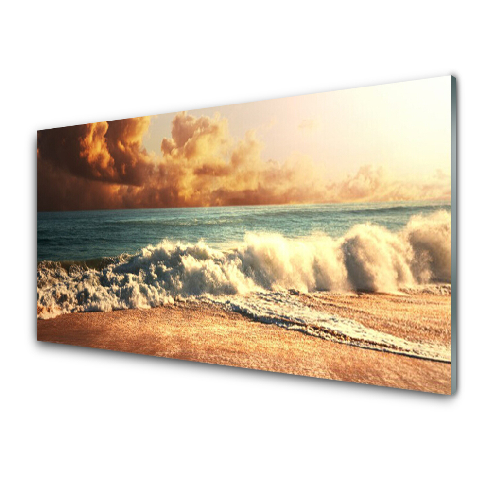Obraz na skle Rozbouřené vlny na pobřeží