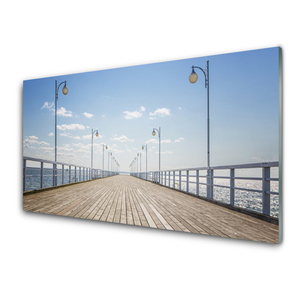 Skleněný obraz Molo u moře obloha