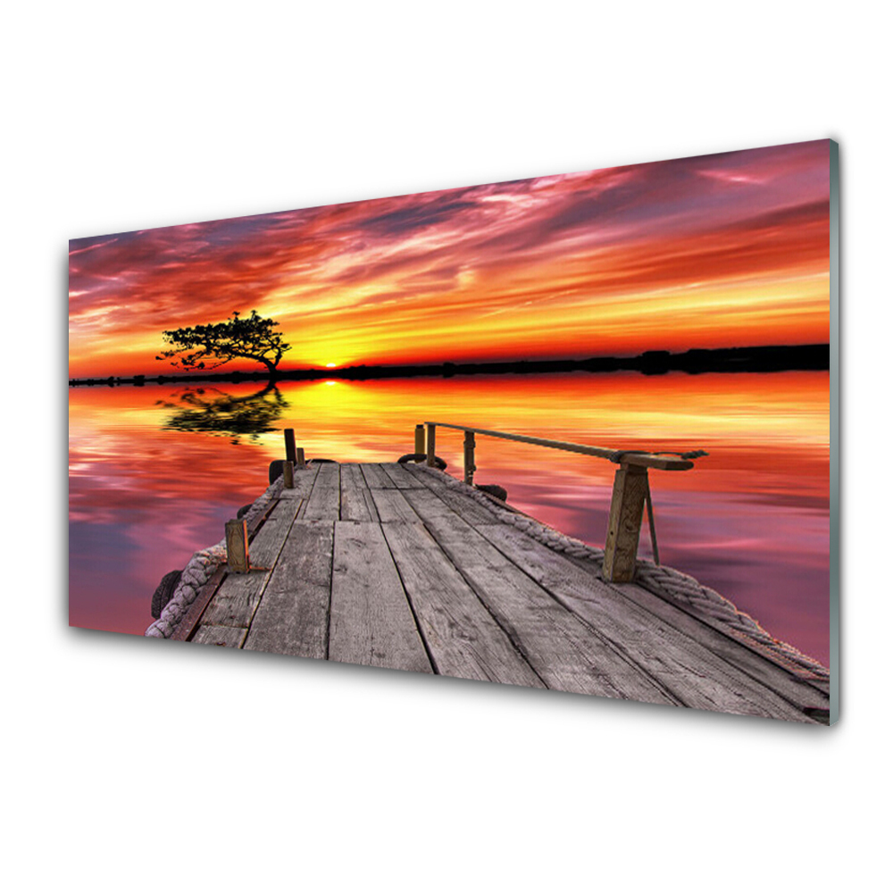 Luxusní skleněný obraz Molo na jezeře na západě