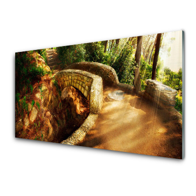 Moderní skleněný obraz Most hluboko v lese