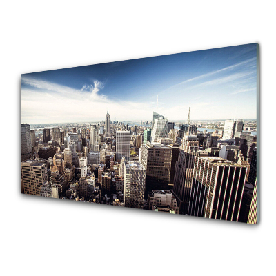 Skleněný obraz Městské mrakodrapy Budovy modrá obloha