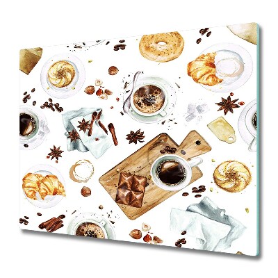 Krájecí prkénko skleněné Káva a snídaně