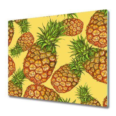Krájecí prkénko skleněné Ananas na žlutém podkladu