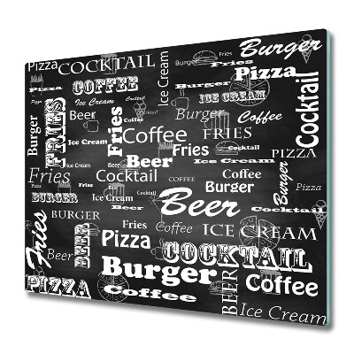 Skleněné krájecí prkénko Titulky menu