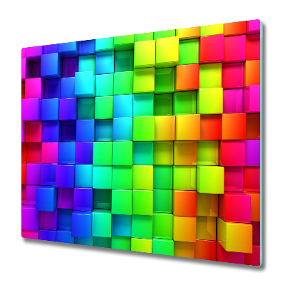 Skleněná deska do kuchyně Duhové kostky