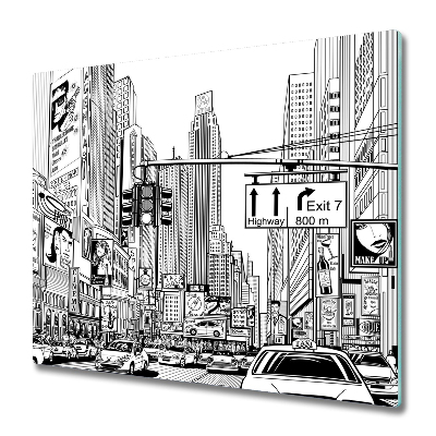 Krájecí prkénko skleněné Cartoon Street v New Yorku
